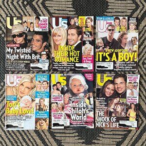 Lot of 6 US Weekly Magazines Y2K Vintage 2007 Celeb Gossip Britney, Reese, Brad